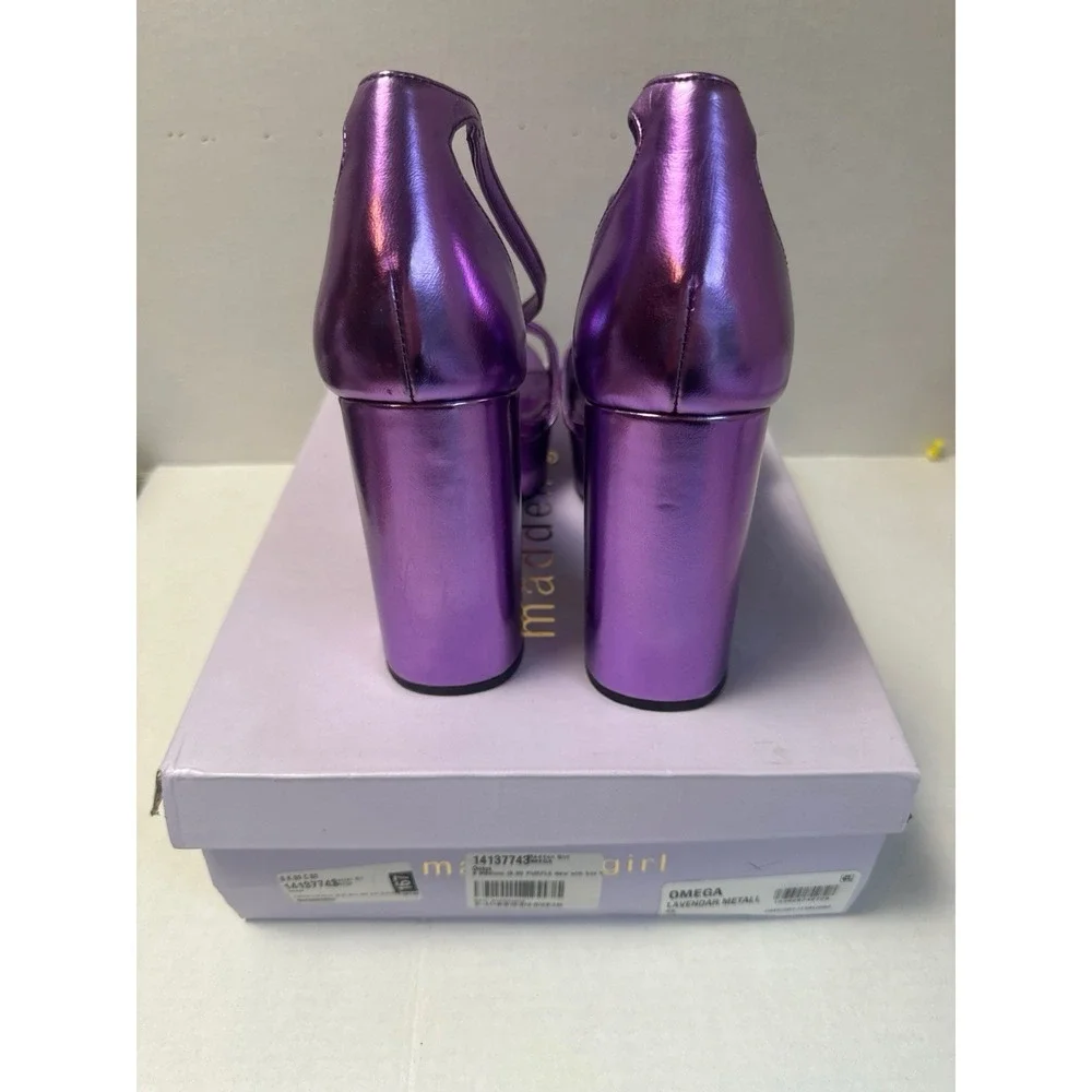 Madden Girl Omega Heels Purple Metallic Size 9 W/ Box